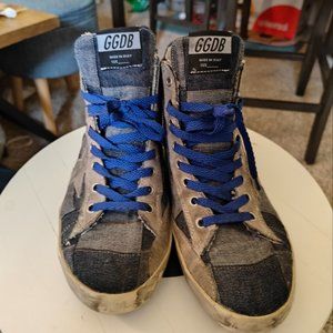 Golden Goose Francy Denim Patchwork High Top Sneakers 39